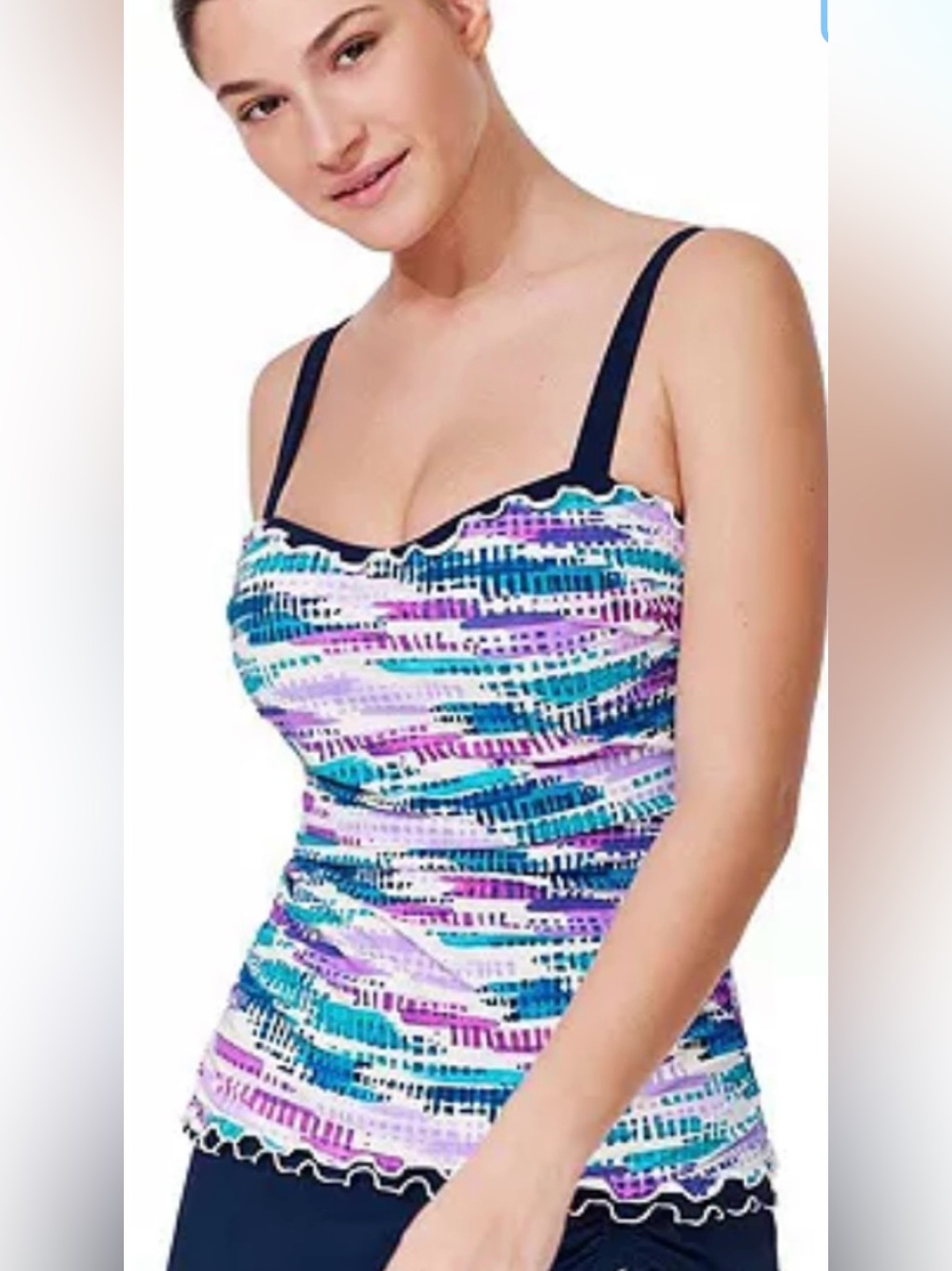 Gottex Multi Blue Tankini Top size 10-NWT $108
